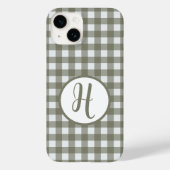 Gingham Initiaal Monogram Cirkel Wijze Groene Cont Case-Mate iPhone Case (Achterkant)