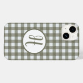 Gingham Initiaal Monogram Cirkel Wijze Groene Cont Case-Mate iPhone Case (Achterkant (horizontaal))