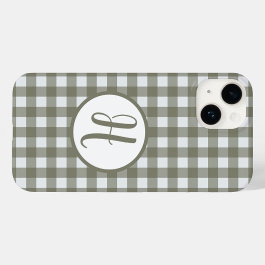 Gingham Initiaal Monogram Cirkel Wijze Groene Cont Case-Mate iPhone Case (Achterkant (horizontaal))