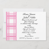 Gingham Ivory (Roze) Wedding Uitnodiging (Voorkant)