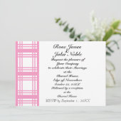 Gingham Ivory (Roze) Wedding Uitnodiging (Staand voorkant)