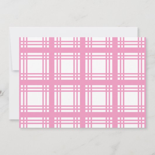 Gingham Ivory (Roze) Wedding Uitnodiging (Achterkant)