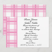 Gingham Ivory (Roze) Wedding Uitnodiging (Voorkant / Achterkant)