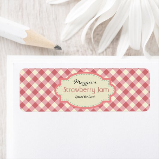 Gingham Jam Jar Labels, Aanpassen Etiket (Insitu)