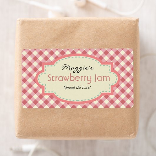 Gingham Jam Jar Labels, Aanpassen Etiket (Insitu)