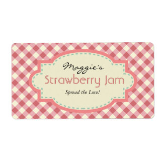 Gingham Jam Jar Labels, Aanpassen Etiket