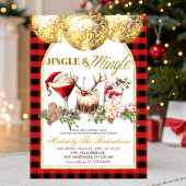 Gingham Jingle Mingle Kerstcocktailfeest Kaart
