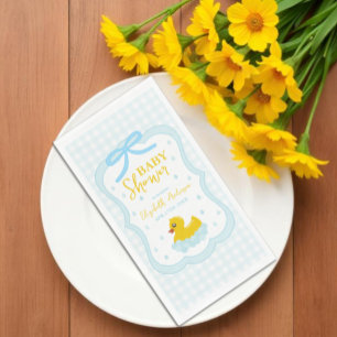 Gingham jongens babyshower servetjes met waterdrup servet