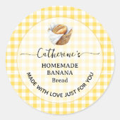 Gingham kariert zelfgemaakte banaanbrood label (Voorkant)