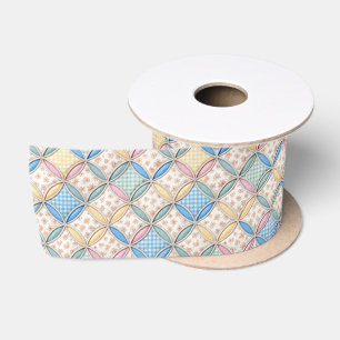 Gingham Kathedraalraam Quilt Ontwerp Satijnen Lint