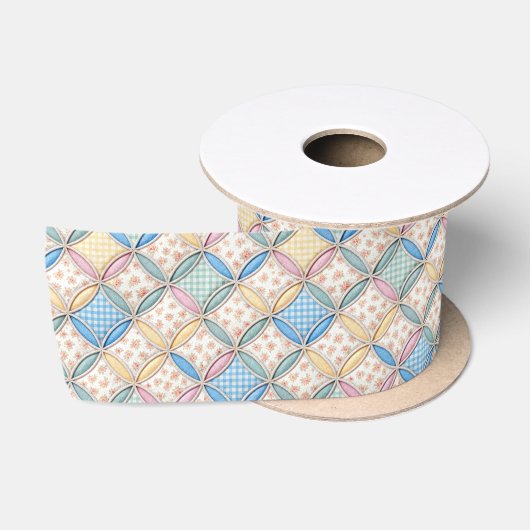 Gingham Kathedraalraam Quilt Ontwerp Satijnen Lint (Spoel)