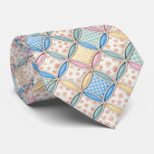 Gingham Kathedraalraam Quilt Ontwerp Stropdas (Opgerold)
