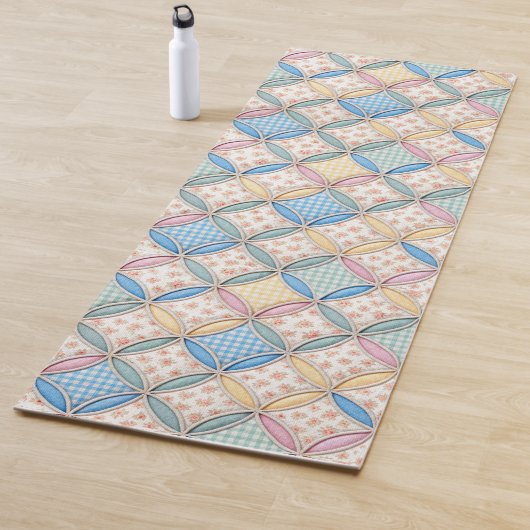 Gingham Kathedraalraam Quilt Ontwerp Yogamat (In situ)