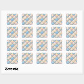 Gingham Kathedraalraam Quiltontwerp Vierkante Sticker (Vel)