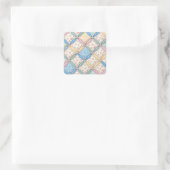 Gingham Kathedraalraam Quiltontwerp Vierkante Sticker (Tas)