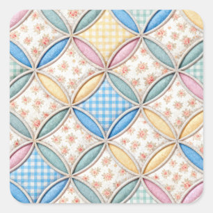 Gingham Kathedraalraam Quiltontwerp Vierkante Sticker