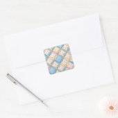 Gingham Kathedraalraam Quiltontwerp Vierkante Sticker (Envelop)
