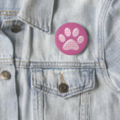gingham kattepoot - roze ronde button 5,7 cm (In situ)