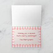 Gingham Kerst Kaart met  Santa Groet (Binnen)