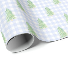 Gingham Kerstbomen Kerst inpakpapier