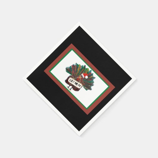 Gingham Kerstmis Funny Turkey Santa Hat Napkins Servet (Hoek)