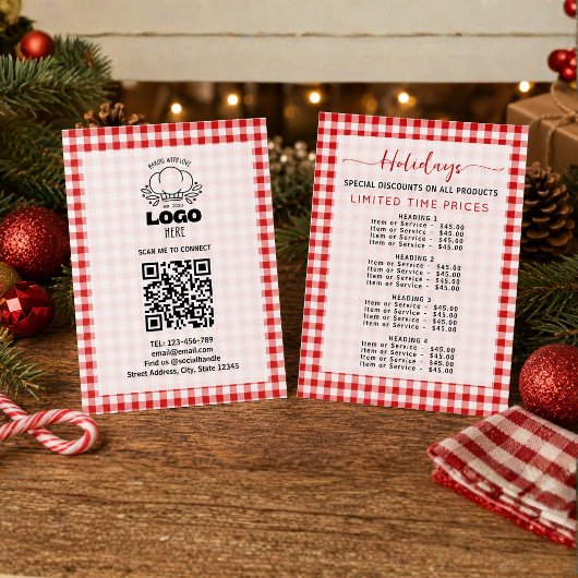 Gingham Kerstspecials Prijslijst Menu