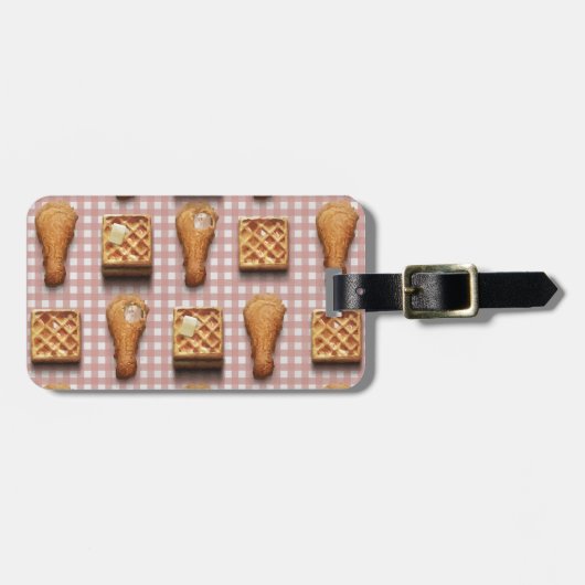 gingham-kippenwafels bagagelabel (Voorkant horizontaal)