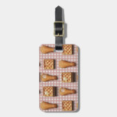 gingham-kippenwafels bagagelabel (Voorkant verticaal)