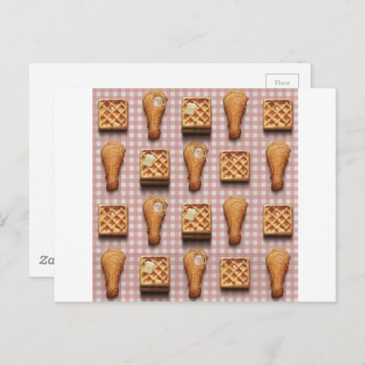 gingham-kippenwafels briefkaart (Voorkant / Achterkant)