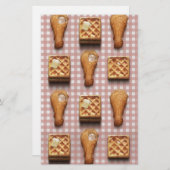 gingham-kippenwafels briefpapier (Voorkant / Achterkant)