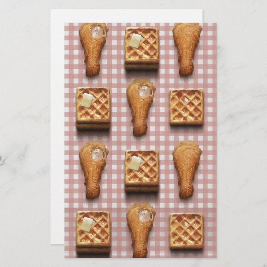 gingham-kippenwafels briefpapier (Voorkant / Achterkant)