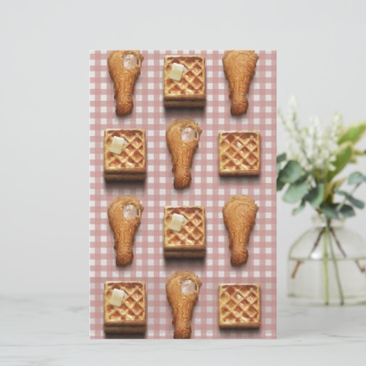 gingham-kippenwafels briefpapier (Staand voorkant)