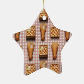 gingham-kippenwafels keramisch ornament (Rechts)