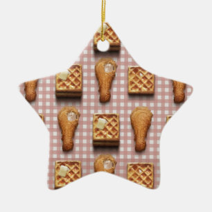 gingham-kippenwafels keramisch ornament