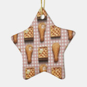 gingham-kippenwafels keramisch ornament (Links)