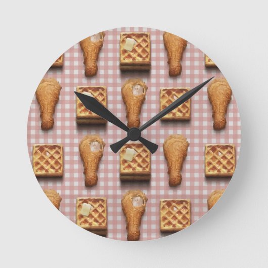 gingham-kippenwafels ronde klok (Voorkant)