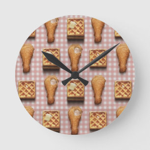 gingham-kippenwafels ronde klok