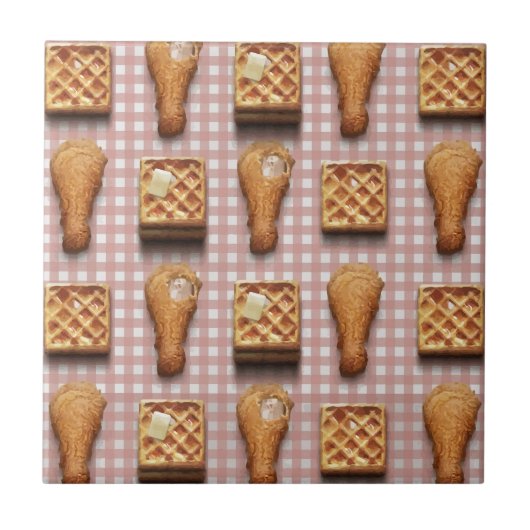 gingham-kippenwafels tegeltje (Voorkant)