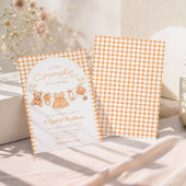 Gingham Kleine Pompoen Baby Shower Uitnodiging