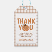 Gingham Kleine Pompoen Favor Bedank Tag Cadeaulabel (Voorkant)