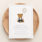 Gingham, kleine teddybeer verjaardag kaart