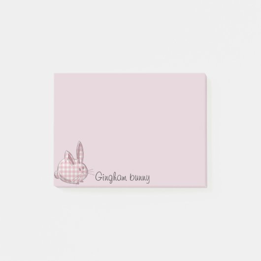 gingham konijn - roze post-it® notes (Voorkant)