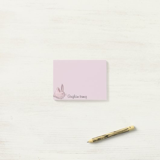 gingham konijn - roze post-it® notes (Op bureau)