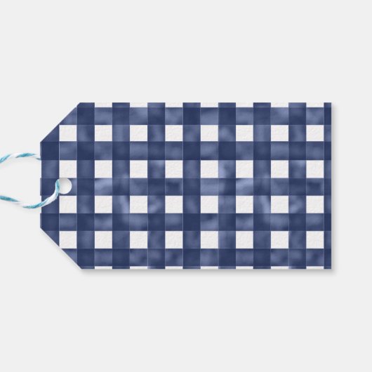 Gingham krab kustbruiloft cadeaulabel (Achterkant Horizontaal)
