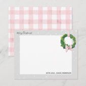 Gingham Krans Thuis voor de Feestdagen Briefkaarte Notitiekaartje (Voorkant / Achterkant)