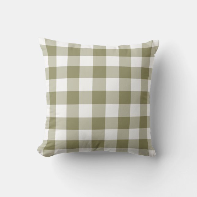 Gingham kussen in Cedar Green (Voorkant)
