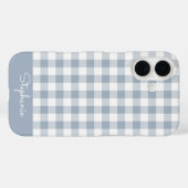 Gingham Kust Plaid Preppy Check Blauw Wit Naam Case-Mate iPhone Case (Achterkant (horizontaal))
