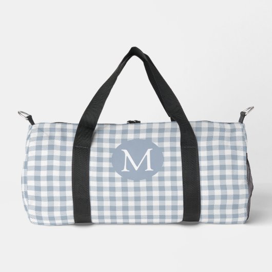 Gingham Kust Preppy Check Blauw Wit Monogram Plunjezak (Voorkant)