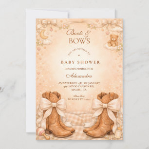 Gingham Laarzen En Strikjes Baby Shower Kaart