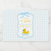 Gingham-label met waterdruppels voor dank-je-drank sparkling wijnetiket (Enkel label)